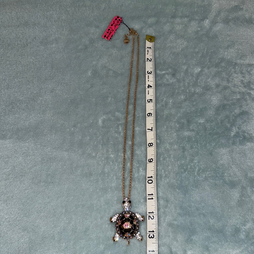 Betsey Johnson Multicolor Turtle Pendant with Gold Chain - Picture 3 of 9